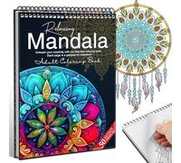 Thick Paper Coloring Books for Adult Relaxation, Mandala Coloring Book for Adult Women Relaxation Spiral Bound Adult Coloring Book with 50 Pages Hand-Drawn Design for Stress Relief, Hardback Covers