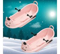 Thick Plastic Winter Sled for Kids with 2 Handles, Pull Rope & Backrest, Outdoor Snow Sled for Toddlers & Boys