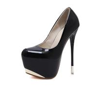 Thick Platform Pumps Heels Closed Round Toe Stiletto High Heel Fashion Women's Super Sexy High Heels 16 cm Wedding Party Dress Shoes, black, 6 UK
