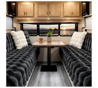 Thick Plush Non-Slip Caravan Seat Cover Soft Couch Protector for RV & Camper Dinette Warm Bench Slipcover (Charcoal Grey 110x160cm) - Travel & Living Essential