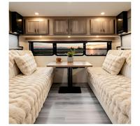 Thick Plush Non-Slip Caravan Seat Cover Soft RV Dinette Cushion Protector for Camper & Motorhome Warm Sofa Slipcover Travel & Living Light Camel 110x110cm