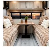 Thick Plush Non-Slip Caravan Seat Cover Soft RV Dinette Cushion Protector for Motorhome Warm Travel Sofa Slipcover Light Coffee 110x210cm Bench Seat Cover