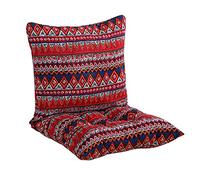 Thick Printed Chair Cushion Soft Square Seat Pad Back Cushion Breathable One-piece Style Seat Mat with Fixable Rope Strings for Office Dining Classroom Garden Outdoor (Bohemia Red (Plus, 45 x 90 cm))