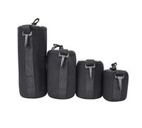 Thick Protective Pouch Set For DSLR Camera Lens, 4PCS Neoprene Small,Medium, Large,Extra Large Soft Plush Lens Bags Wrap Water Resistant Protector Case Black Inside With Deluxe Wrap Storage Bag