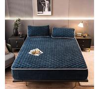 Thick Quilted Plush Double Bed Fitted Sheet Couple Mattress Cover Winter Warm Elastic Velvet Bed Linen Bedspread