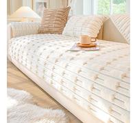 Thick Rabbit Plush Sofa Cover 1 2 3 4 Seater, New Universal Non-Slip Corner Sofa Cover L Shape Super Soft Faux Fur Sofa Slipcovers Fuzzy Couch Cover for Living Room for Kids, Pets White 30x50cm