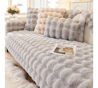 Thick Rabbit Plush Sofa Cover 1 2 3 Seater, Universal Non Slip Corner Sofa Cover L Shape Super Soft Faux Fur Sofa Slipcovers for Living Room, light gray, 70 * 90cm