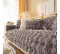 Thick Rabbit Plush Sofa Covers 1 2 3 Seater, Non-Slip Sofa Slipcovers For Corner L Shape, Funny Fuzzy Sofa Cover, Warm Velvet Sofa Cushion Covers, Washable Furniture Protector (Dark Gray,90x180cm)