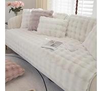 Thick Rabbit Plush Sofa Covers 1 2 3 Seater, Non Slip Sofa Slipcovers For Corner L Shape, Soft Thick Plush Sofa Cushion Covers, Washable Furniture Protector, white, 110 * 210cm