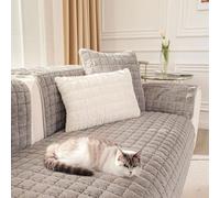 Thick Rabbit Plush Sofa Covers 1/2/3 Seater, Universal Washable Couch Protector, Non-Slip Silicone Particles, L Shape Super Soft Faux Fur Sofa Slipcovers for Kids, Dog, Cat(90 x 160cm, Seater Cover)