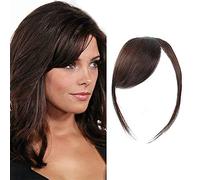 Thick Side Bangs Clip In Real Human Hair Bangs Side Bangs Straight Fringe Hair Extensions(Dark Brown Color,With Temples)