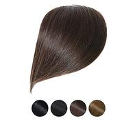 Thick Side Swept Bangs Clip in Bangs Real Human Hair Fringe Hair Extensions Natural look Hairpieces for Girls, Dark Brown