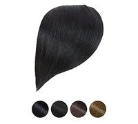 Thick Side Swept Bangs Clip in Bangs Real Human Hair Fringe Hair Extensions Natural look Hairpieces for Girls, Natural Black