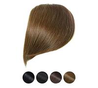 Thick Side Swept Bangs Clip in Bangs Real Human Hair Fringe Hair Extensions Natural look Hairpieces for Girls, Light Brown