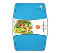 Thick Silicone Cutting Board 30cm x 25cm Folding and Flexible Design Juice Grooves Easy Handle Dishwasher Safe - Blue