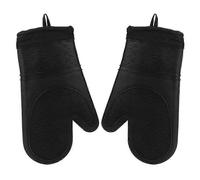 Thick Silicone Non-Slip Microwave Oven Mitts and Pot Holders Heat Resistant Insulation Gloves (Black)