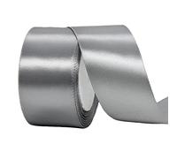 Thick Silver Grey Satin Ribbon - 22M, Double Sided 50mm Wide, Perfect for Gift Wrapping, Crafting, Cake Decoration, Hair Bows, Bouquets, Christmas & Wedding Decorations
