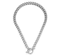 Thick Simple Punk Stainless Steel Twisted Chain Cuban Link Chunky Chain Infinity Toggle Charm Choker Necklace, Gold/Silver, Simple Minimalist Fashion Necklace for Women Men Unisex, M, Stainless Steel