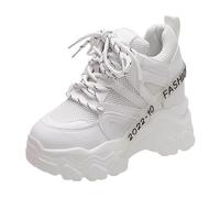 Thick Sneakers for Women Girls - Walking Shoes with Thick Sole for Travel Gift 10cm, white, 5.5 UK