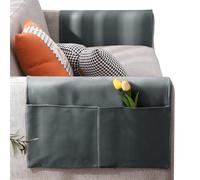 Thick Sofa Armrest Organizer with 2 Big Storage Pockets Anti-Cat Scratch Cloth Waterproof Hand Towel Dust Protective Cover Storage Bag for TV Remote Control Mobile Phone Book Magazine (Gray)
