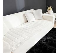 Thick Sofa Covers Washable - Couch Seat Cover Pet Dog Pet Bed Mat Soft Plush Striped 3 Cushion Sectional Non-Slip Slipcovers Furniture Protector for Living Room (White,70x150cm)