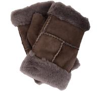 Thick Soft Genuine Sheepskin Fingerless Mitten Gloves SNUGRUGS Brown M/L