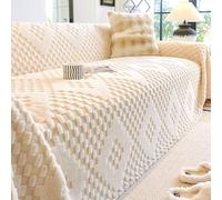 Thick Soft One-Piece Sofa Slipcover - Fuzzy Cat Scratch Resistant Couch Cover, All-Season Fur Protector & Cozy Blanket for Living Room, Pet-Friendly Furniture Cover