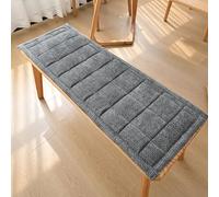 Thick Soft Rectangular Bench Cushion with Ties - Indoor/Outdoor Farmhouse Seat Pad for 2-3 Person Wooden Dining Benches 30x100cm (12x39.5in) Dark Gray