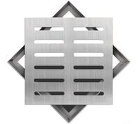 Thick Square Cast Iron Gully Grid/Grate Heavy Duty Drain Cover Black Satin Finish, Stainless Steel Square Drain Cover Heavy Duty Sewage Grate(150mm)
