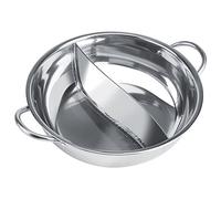 Thick Stainless Steel Hot Pot Two Flavor Separation Induction Cooker Usable 30cm, Silver, Without Lid