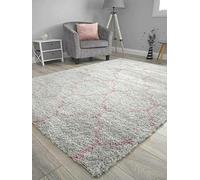 Thick Super Soft Matrix Grey Pink Shaggy Area Rugs (133cm x 190cm)