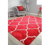 Thick Super Soft Matrix Red Cream Shaggy Area Rugs (120cm x 160cm)