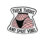 Thick Thighs And Smut Vibes Enamel Pin, Sassy Smut Reader Brooch, Sarcastic Reading Smutty Book Badge, Funny Spicy Book Club Fan Gift, Sarcasm Dark Romance Bookish Lapel Badges, Banned Book Lover