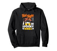 Thick Thighs And Spooky Vibes Messy Bun Women Halloween Pullover Hoodie