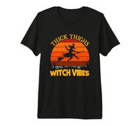 Thick Thighs Witch Vibes Salem Massachusetts Witch Graveyard Premium T-Shirt