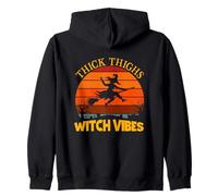 Thick Thighs Witch Vibes Salem Massachusetts Witch Graveyard Zip Hoodie
