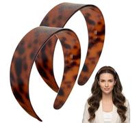 Thick Tortoise Shell Headband, 2026 Wide Tortoise Shell Headband with Teeth for Women, Acetate Leopard Plastic Hair Band for Women's Hair No Headache No Slip (2pcs)
