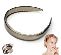 Thick Tortoise Shell Headband, Leopard Plastic Wide Headbands for Women's Hair, Wide TortoiseShell Headband with Teeth for Women, No Slip & Strong Hold, for Daily Wear, Work & Makeup (B)