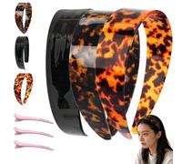 Thick Tortoise Shell Headband,Tortoise Shell Headband 2000s,1.5in Versatile No Slip Wide Acetate Retro Plastic Headbands B+C)