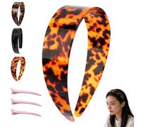 Thick Tortoise Shell Headband,Tortoise Shell Headband 2000s,1.5in Versatile No Slip Wide Acetate Retro Plastic Headbands (B)