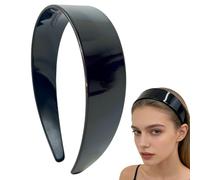 Thick Tortoise Shell Headband, Wide Leopard Pattern Acetate Headband with Teeth for Women, No Slipping Acetate Leopard Plastic Hair Band for Women's Hair No Headache Pressure (1pc-BK)