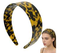 Thick Tortoise Shell Headband, Wide Tortoise Shell Acetate Headband with Teeth for Women, No Slipping Acetate Leopard Plastic Hair Band for Women's Hair No Headache Pressure (1pc-B)