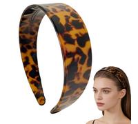 Thick Tortoise Shell Headband, Wide Tortoise Shell Acetate Headband with Teeth for Women, No Slipping Acetate Leopard Plastic Hair Band for Women's Hair No Headache Pressure (1pc-A)