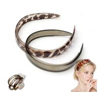 Thick Tortoise Shell Headband, Wide Tortoise Shell Headband with Teeth for Women, Acetate Leopard Plastic Hair Band for Women's Hair No Headache No Slip (Style H+F)