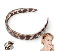 Thick Tortoise Shell Headband, Wide Tortoise Shell Headband with Teeth for Women, Acetate Leopard Plastic Hair Band for Women's Hair No Headache No Slip (Style H)