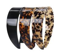 Thick Tortoise Shell Headband with Teeth for Women, 1.5in No Slip Versatile Wide Acetate Retro Plastic Headbands,Anti-Slip and Strong Hold, Comfortable Without Constriction (Mix)