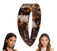 Thick Tortoise Shell Headband with Teeth for Women, 1.5in No Slip Versatile Wide Acetate Retro Plastic Headbands,Anti-Slip and Strong Hold, Comfortable Without Constriction (Dark Tortoiseshell)