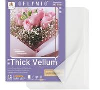 Thick Translucent Vellum Paper, Oplymio 42 Sheets 167GSM Printable Tracing Vellum Paper for Invitations, Envelopes, Heat Embossing, Belly Bands(8.5 x 11 Inches)