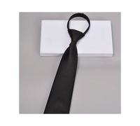 (Thick twill black zipper Z) Men's tie zipper knot-free classic blue black wine red solid color striped suit formal collar