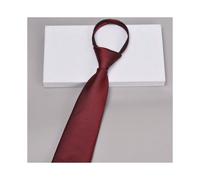 (Thick twill wine red zipper Z) Men's tie zipper knot-free classic blue black wine red solid color striped suit formal collar